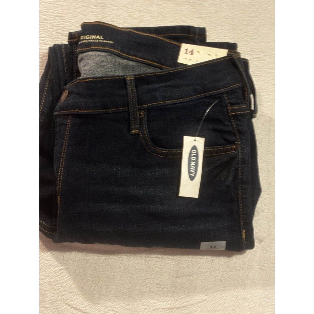Old Navy Famous Jeans Women's 14 Regular Dark Wash Blue Denim Original Straight